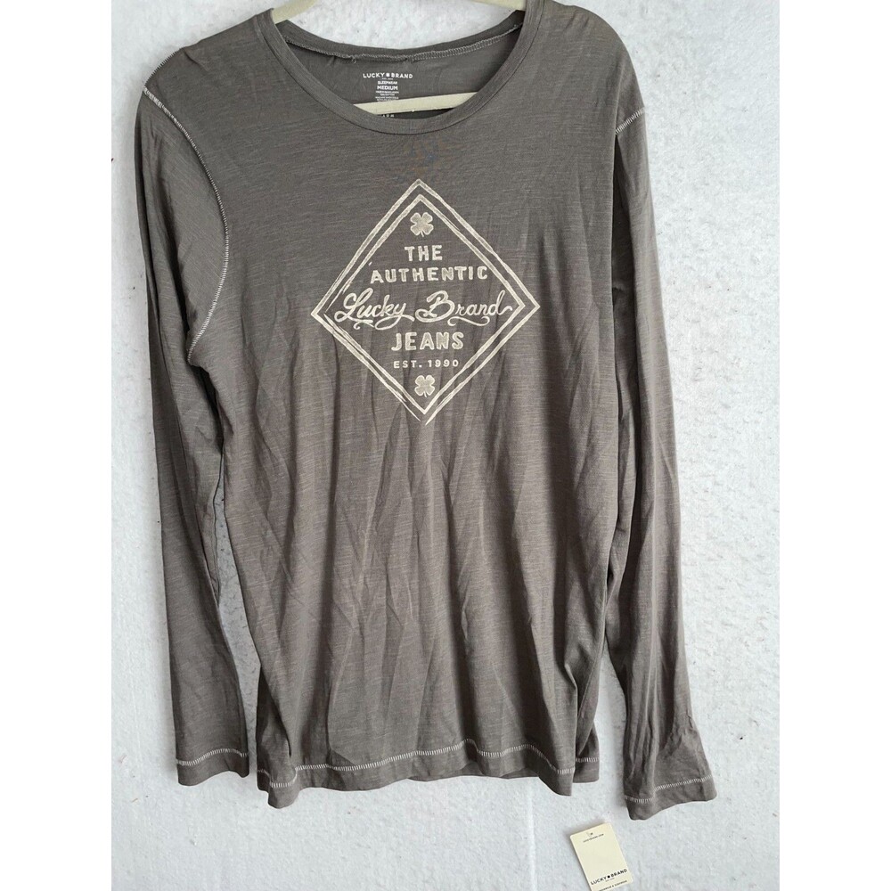 Lucky Brand Long Sleeve Tshirt Pajama Top Size Medium Gray Soft Lounge Women's